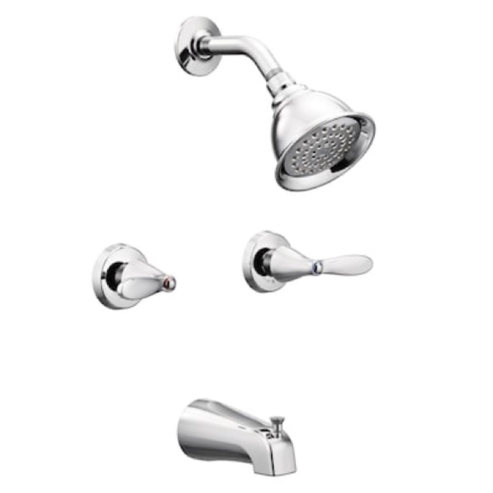 NIB Moen Adler Chrome 2-handle Single Function 4-in Round Tub and Shower Faucet
